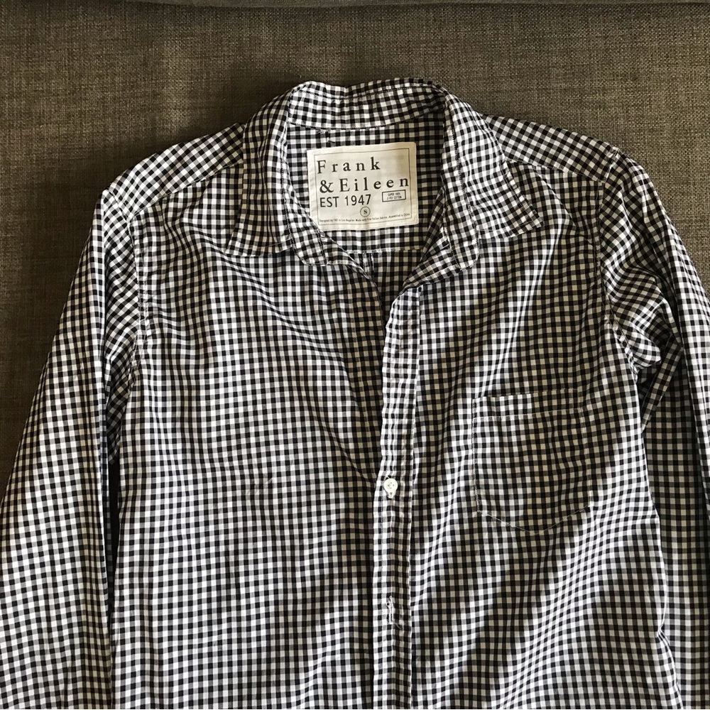 Frank & Eileen Size S Gingham Black White Button Down Shirt
